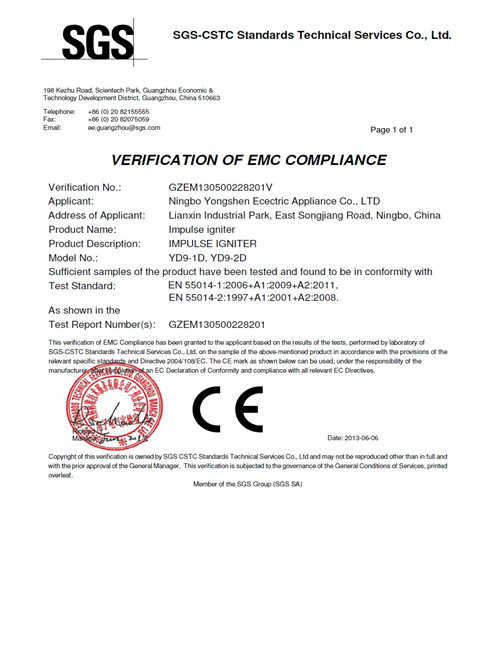 CE SGS EMC test YD9